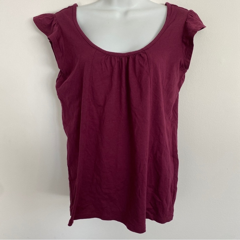 Gap Burgundy Flutter Cap Sleeve Top